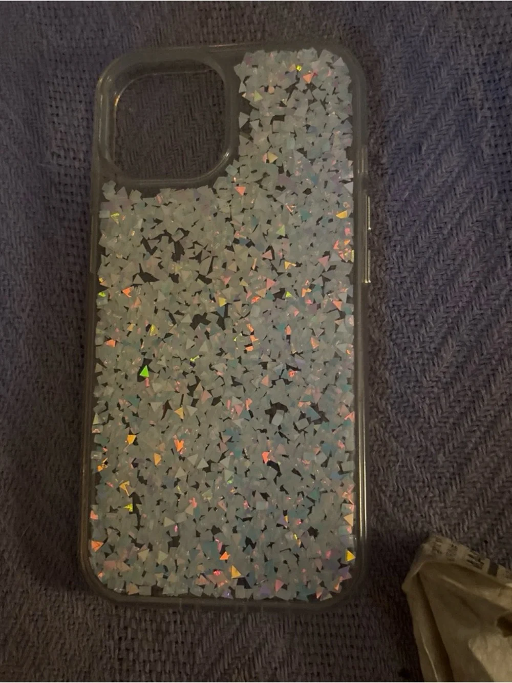 Iridescent Glitter Clear Phone Case – Holographic Silver Sparkle